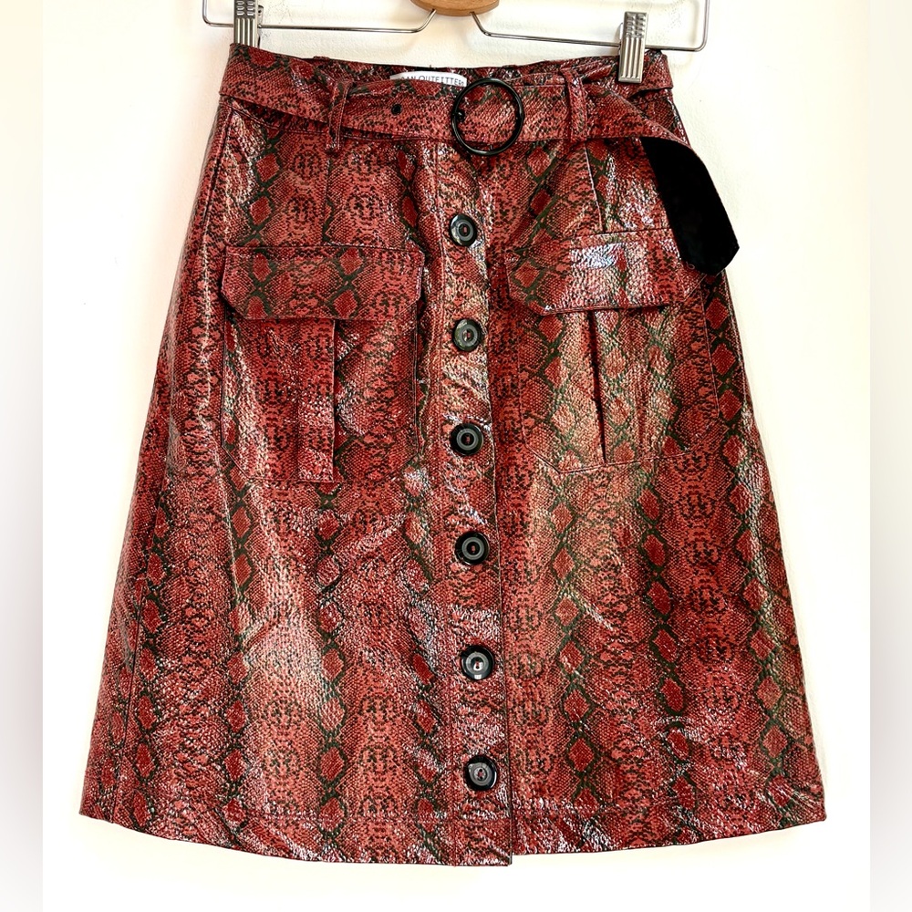 RET $69 NWT Urban Outfitters animal print faux leather a-line mini skirt Mod SM